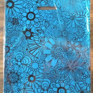 Bolsa riñon para regalo 30x40 Flores negro en azul