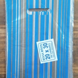 Bolsa riñon para regalo 20x30 celeste y plata