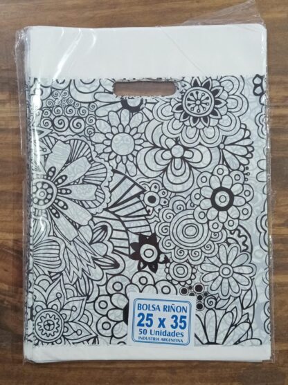 Bolsa riñon para regalo 25x35 flores en blanco