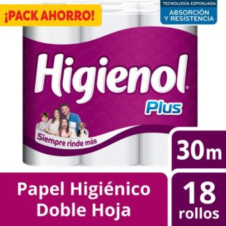 Papel higienico Higienol plus x18 rollos x 30mt doble hoja