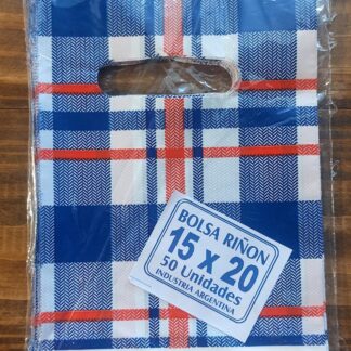 Bolsa riñon para regalo 15x20 cuadrille azul