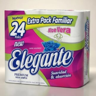 Papel higienico Elegante x24 rollos x 30mt hoja simple sin funda