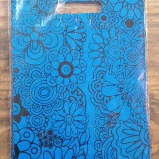 Bolsa riñon para regalo 20x30 Flores fondo azul