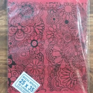 Bolsa riñon para regalo 25x35 flores en rojo
